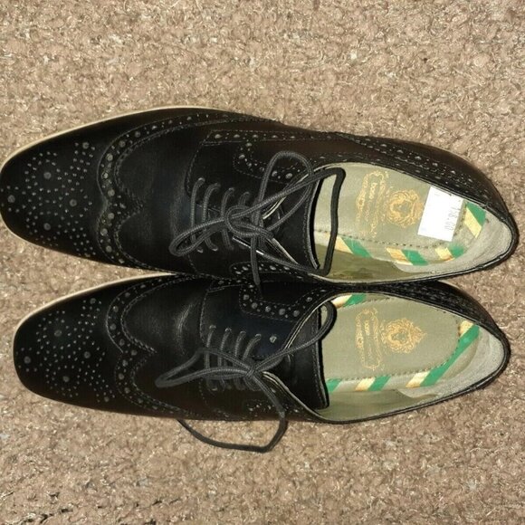 BASE LONDON-SHORE-Black Leather Wingtip Brogues-Size 40-7/7.5 US-New - Picture 5 of 6